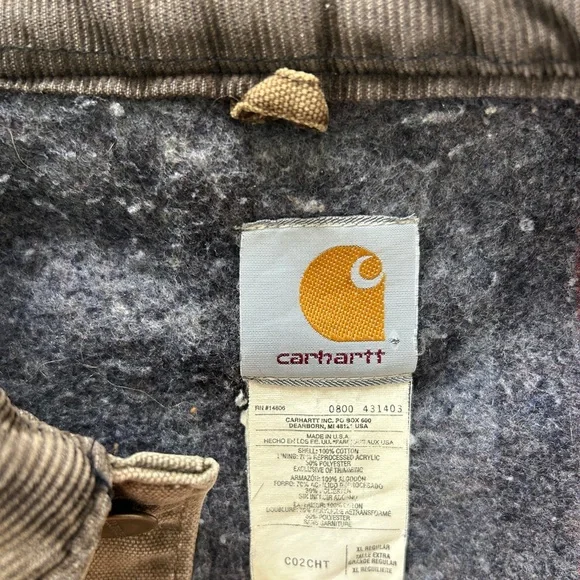 Vintage Carhartt C02CHT Duck Blanket-Lined Chore Coat USA Made XL Brown - Picture 8 of 9